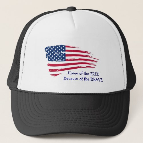 Home of the Free Wavy Flag Trucker Hat