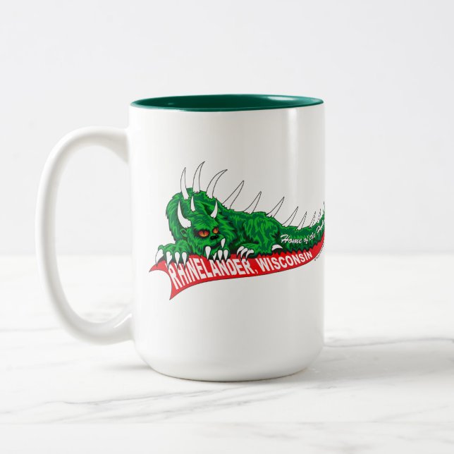 Home of the Hodag Rhinelander Wisconsin Two-Tone Coffee Mug (Left)