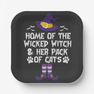 Home Of The Wicked Witch & Her Pack of Cats Funny Paper Plates