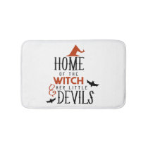 home of the witch and her little devils Halloween Bath Mat