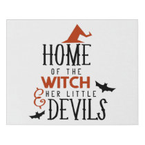 home of the witch and her little devils Halloween Faux Canvas Print