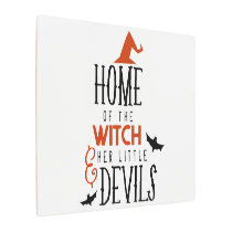 home of the witch and her little devils Halloween Metal Print