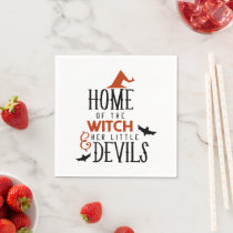 home of the witch and her little devils Halloween Napkins