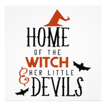 home of the witch and her little devils Halloween Photo Print
