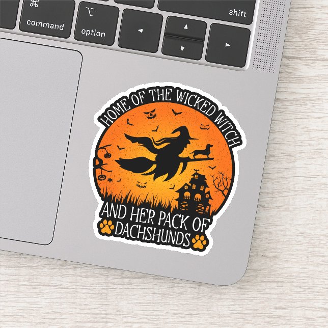 Home Of The Witch And Her Pack Of Dachshunds Cool Sticker (Detail)