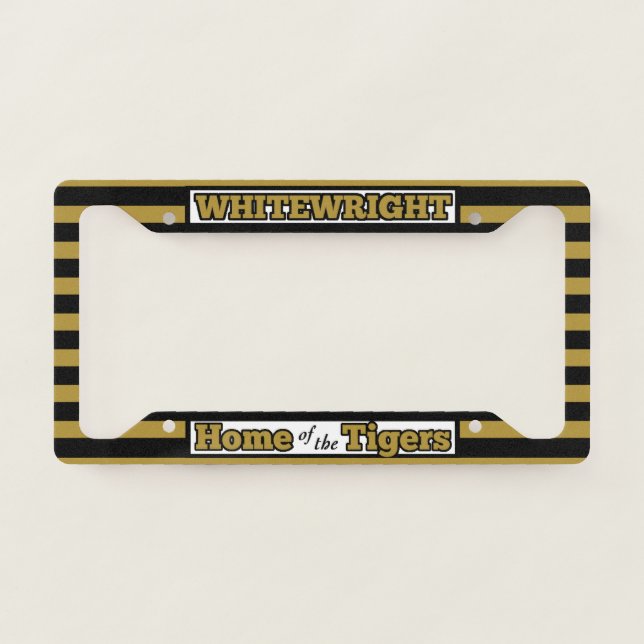 Home of the WW Tigers Striped License Plate Frame (Front)