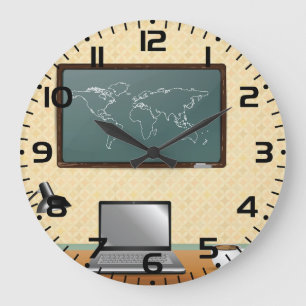 Home Office Desk Laptop Coffee Large Clock