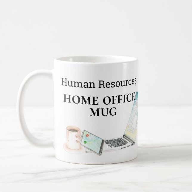 Home Office Human Resources Watercolor Coffee Mug (Left)