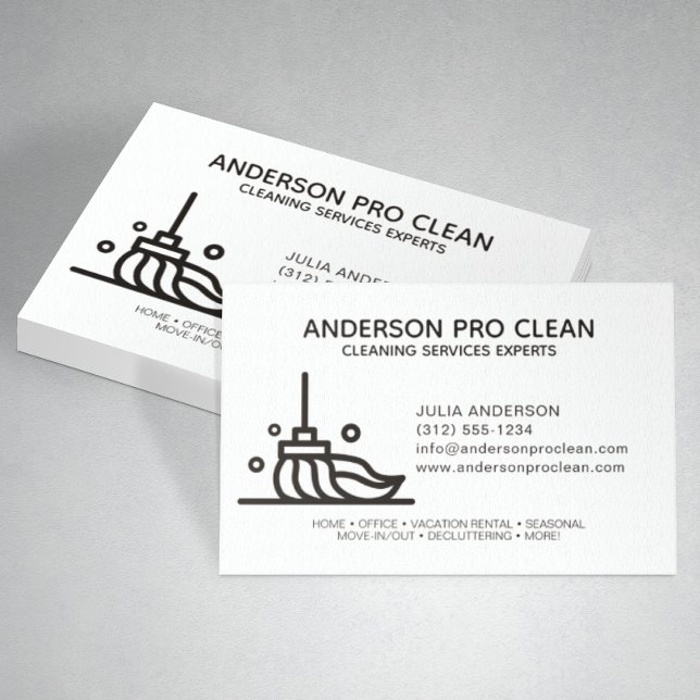 Home & Office Professional Cleaning Service Black Business Card (Creator Uploaded)