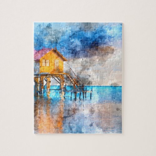 Home on the Ocean in Ambergris Caye Belize Jigsaw Puzzle