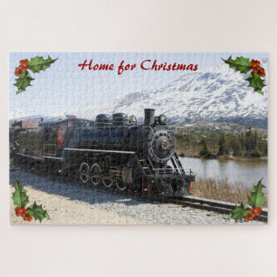 Home on the Train for Christmas Large Puzzle