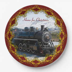 Home on the Train for Christmas Paper Plates