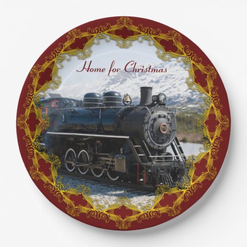 Home on the Train for Christmas Paper Plates