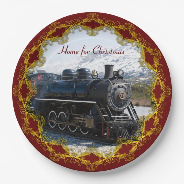 Home on the Train for Christmas Paper Plates (Front)