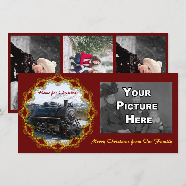 Home on the Train for Christmas Photo Card (Front/Back)
