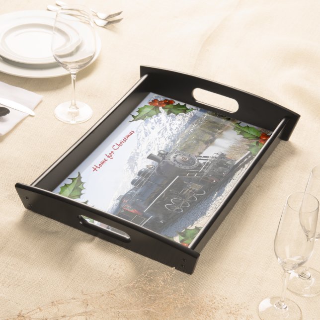 Home on the Train for Christmas Serving Tray (Front)