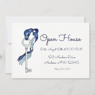 Home Open House Watercolor Skeleton Key Ribbon
