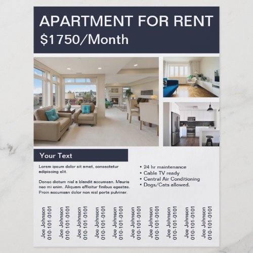 Home or Apartment For Rent Flyer Tear Off Strips