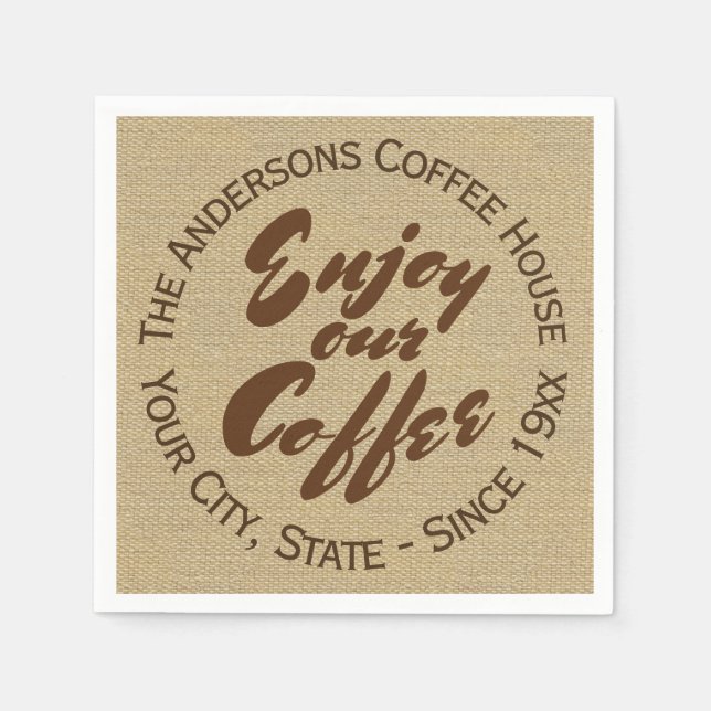 Home or Business Coffee Shop Paper Napkins (Front)