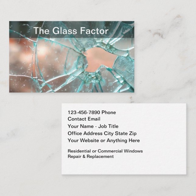Home Or Office Window Repair & Replacement Business Card (Front/Back)