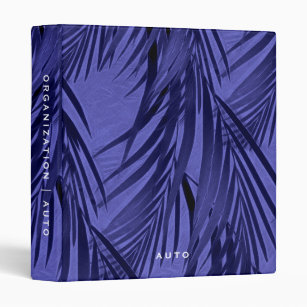 Home Organization   Auto   Blue Palm Leaves 3 Ring Binder