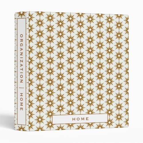 Home Organization  Home  Gold  White Starburst 3 Ring Binder