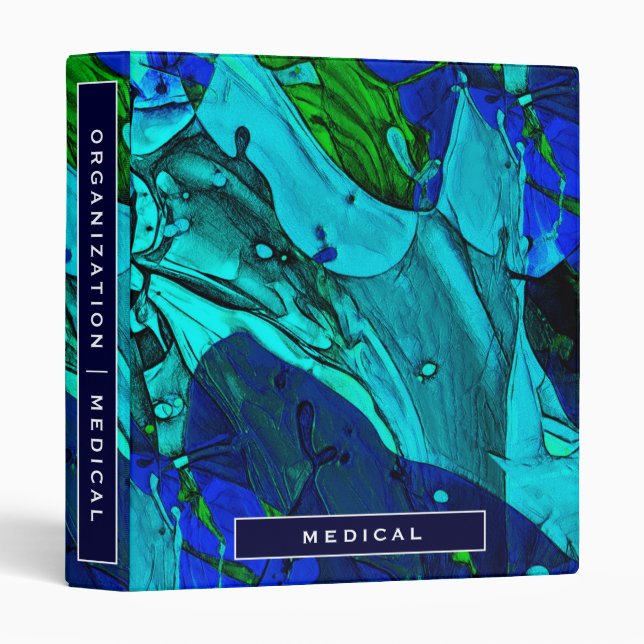 Home Organization | Medical | Blue Color Splash 3 Ring Binder (Front/Spine)