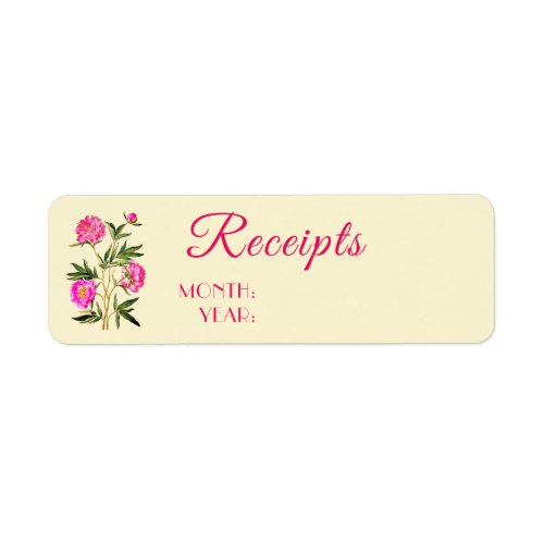 Home Organization Peonies Flowers Receipt Labels