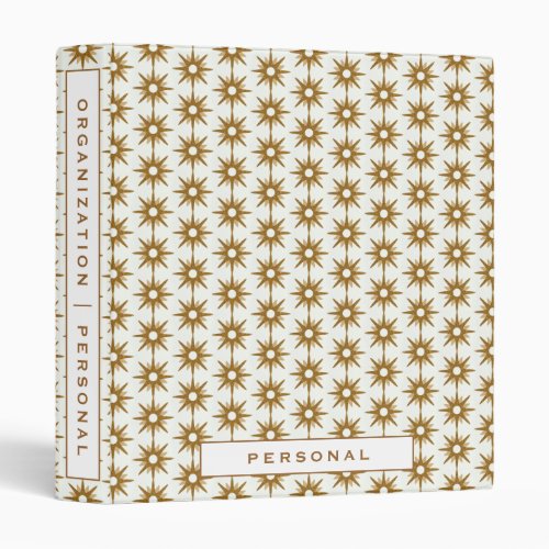 Home Organization  Personal  Gold  White Stars 3 Ring Binder