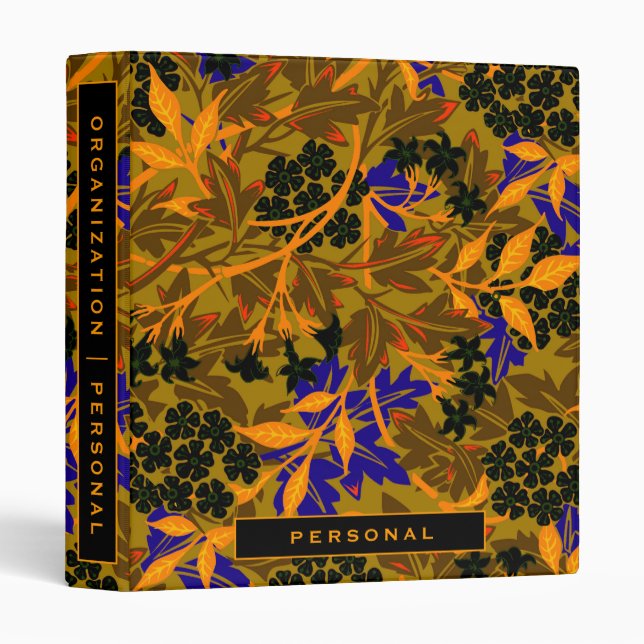 Home Organization | Personal | Golden Floral 3 Ring Binder (Front/Spine)
