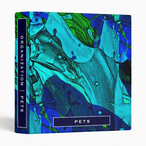 Home Organization  Pets  Blue Color Splash 3 Ring Binder