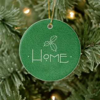 HOME Ornament, WITH PERSONALIZED MESSAGE ON BACK Ceramic Ornament