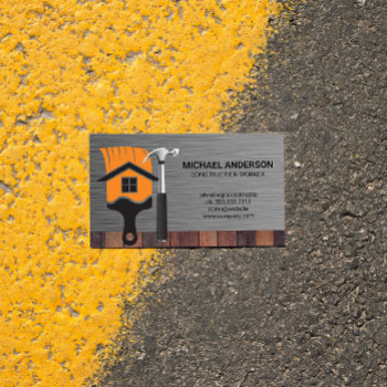 Home Paint Brush | Hammer | Builder Construction  Business Card by lovely_businesscards at Zazzle