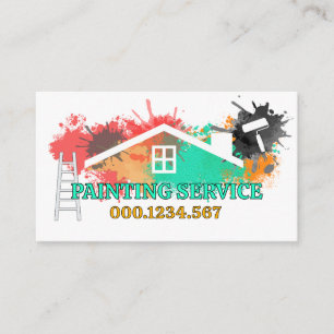 Home Paint Splatter Ladder Brush Business Card