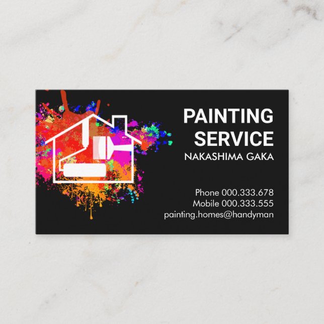 Home Painting Over Paint Splatter  Business Card (Front)