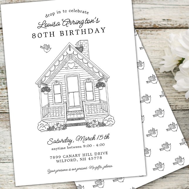 Home Party 80th Birthday Drop In  Invitation (Creator Uploaded)