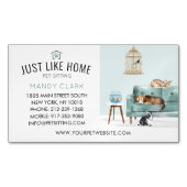 Home Pet Sitting Watercolor Cozy Home Green Couch Business Card Magnet (Front)