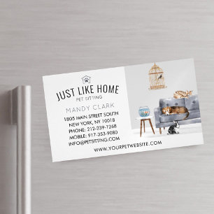 Home Pet Sitting Watercolor Cozy Home Grey Couch Business Card Magnet