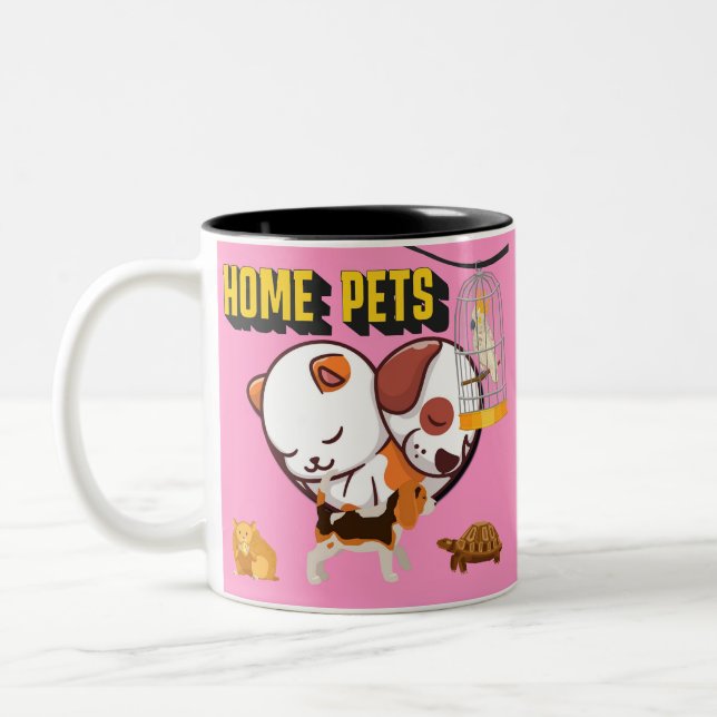 Home Pets – Cute & Cozy Animal Love for Your Space Two-Tone Coffee Mug (Left)