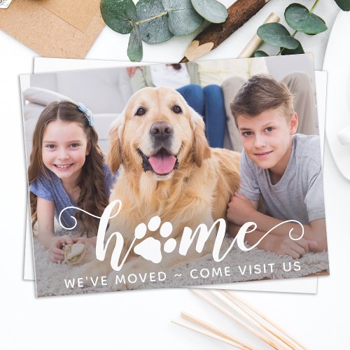 Home Photo Weve Moved Dog Moving Announcement Postcard