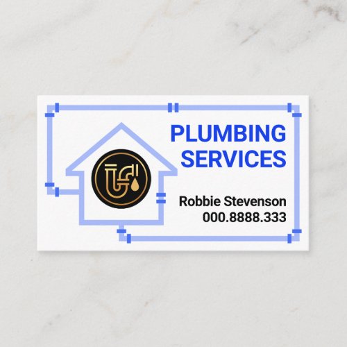 Home Piping Heating Frame Plumber Business Card