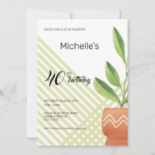 Home Plants In Ceramic Pots Watercolor Invitation