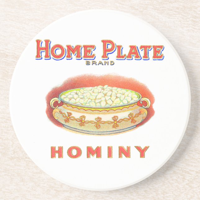 Home Plate Hominy Grits Drink Coaster (Front)