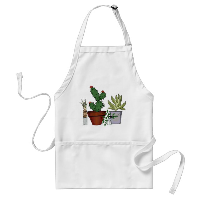 Home Potted Plants Doodle Art Adult Apron (Front)