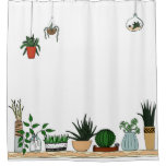 Home Potted Plants Doodle Art Shower Curtain at Zazzle
