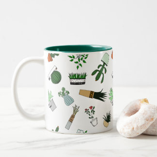 Home Potted Plants Doodle Art Two-Tone Coffee Mug