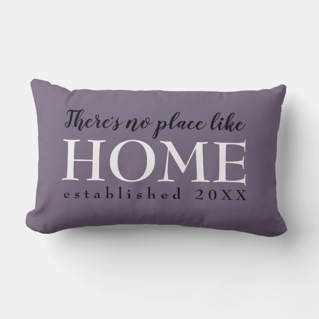 Home Quote Customized Year Established Purple Lumbar Pillow (Front)
