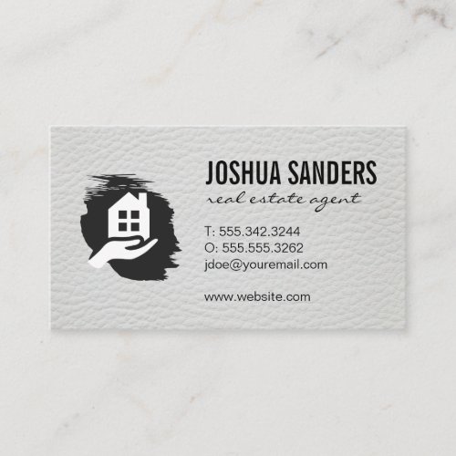 Home Real Estate  Investor  Leather Trim Business Card