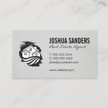Home Real Estate | Investor | Leather Trim Business Card by lovely_businesscards at Zazzle