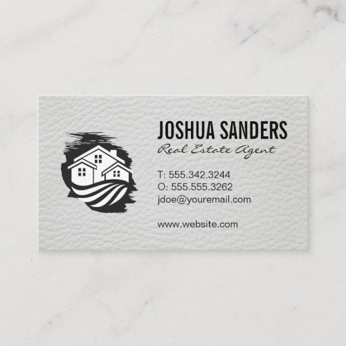 Home Real Estate  Investor  Leather Trim Business Card